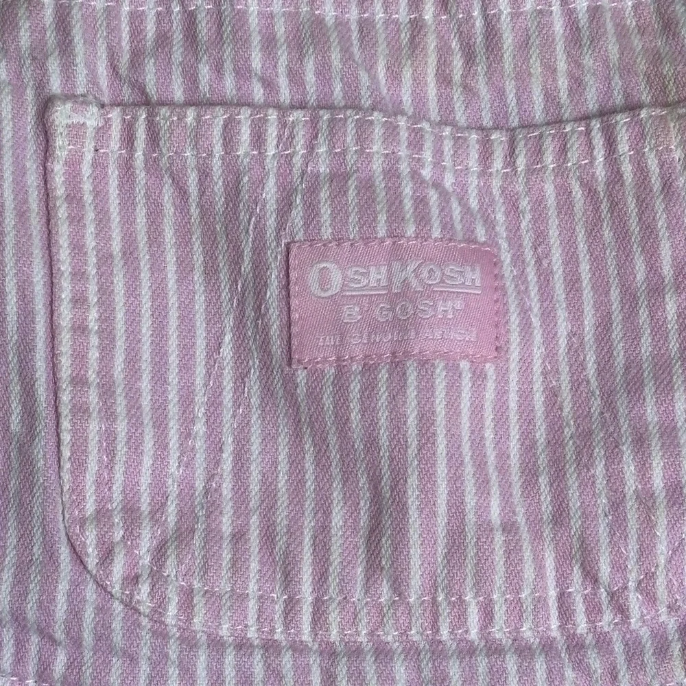Vintage OshKosh B’gosh Pink Striped Overall Dress 2T Y2K Seersucker Skirtalls